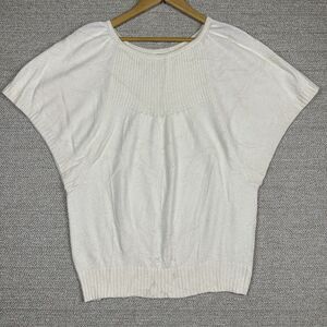 Anthropologie Sz XL Cream Pullover Sweater Wool Blend Knit‎ White Butterfly Soft